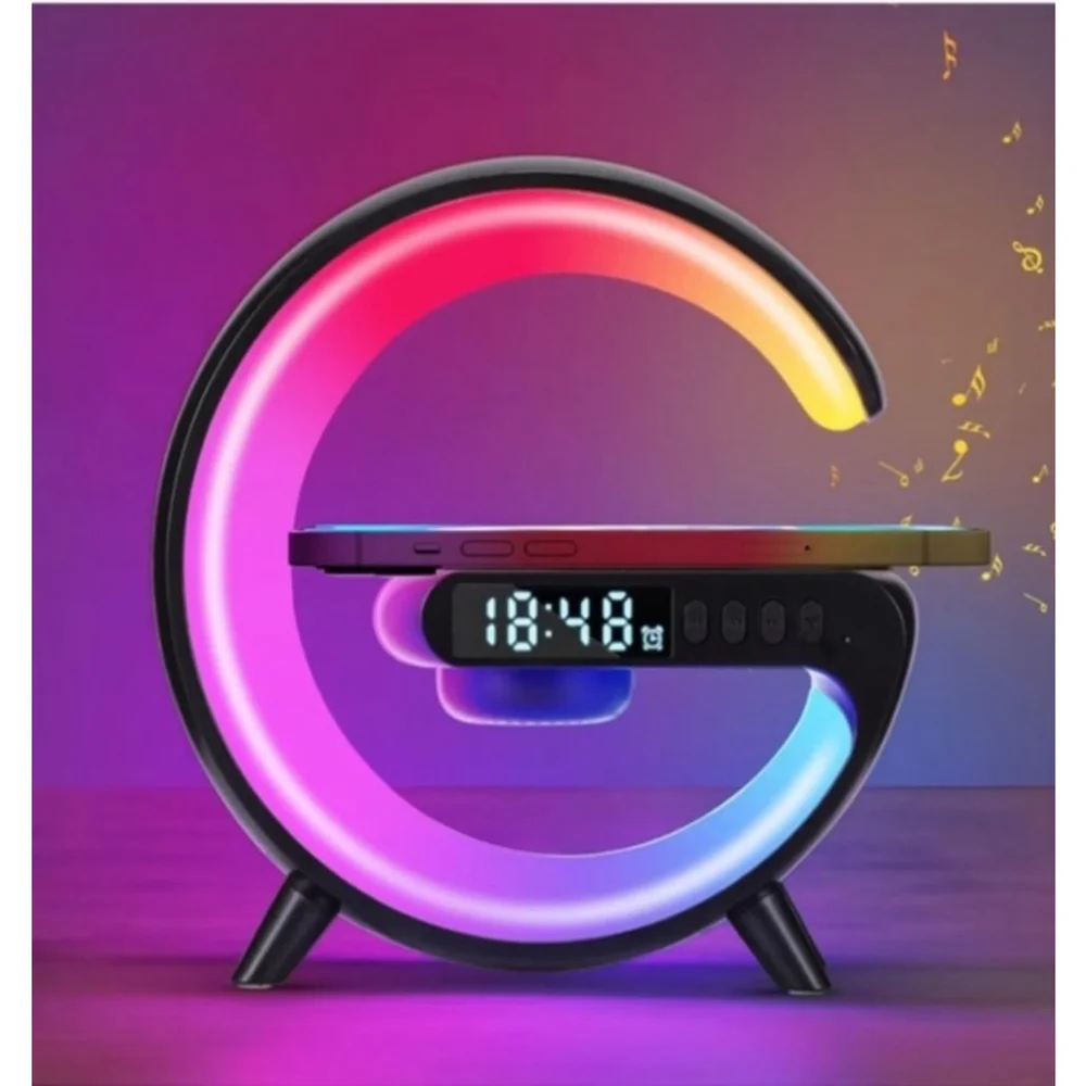 VIKEFON Bluetooth 5.3 Speaker with RGB Lights, 15W Wireless Charging Station - Picture 1 of 9